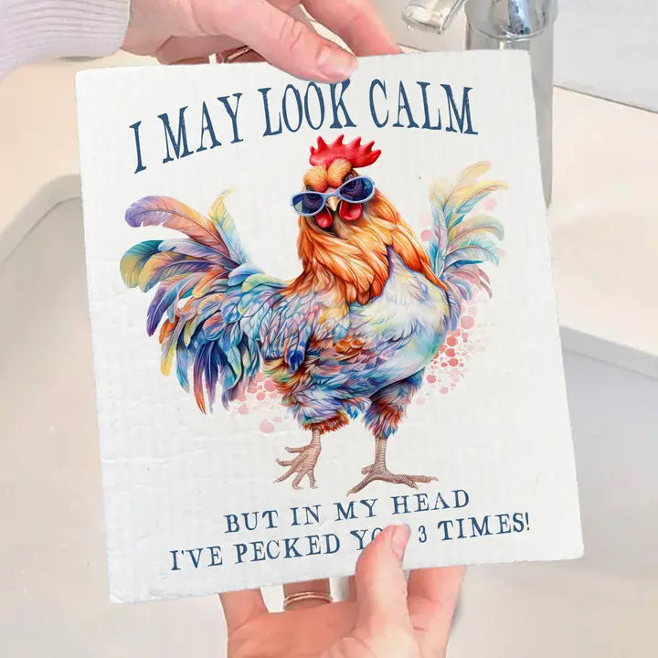 May Look Calm Funny Saying Swedish Dish Cloth