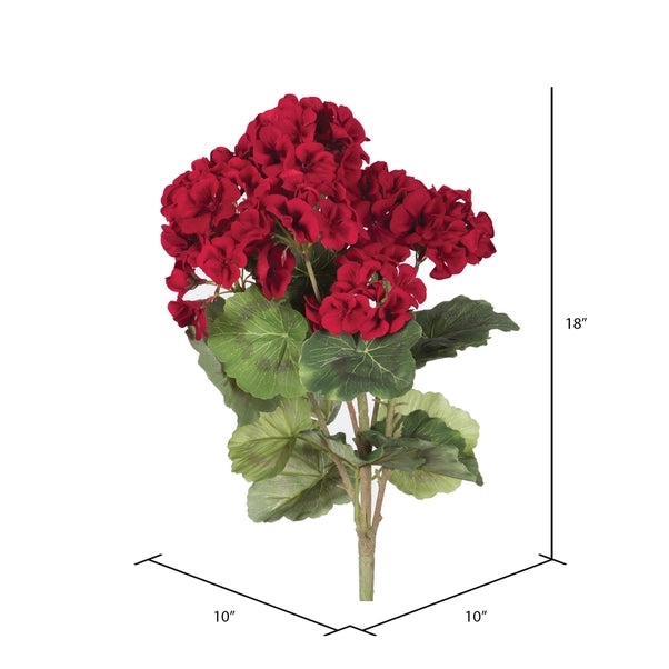 18" Red Geranium Bush