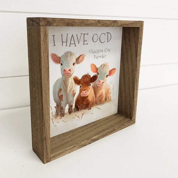 Ocd Cows - Framed Canvas Art