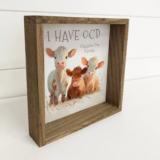 Ocd Cows - Framed Canvas Art