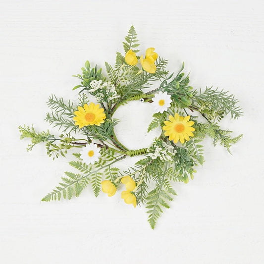 3.5in Ring-Yellow and White Daisy with Ferns