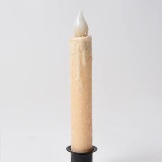 Cream Diamond Dusted Led Timer Taper Candle