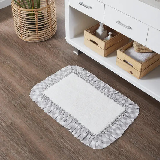 Annie Buffalo Grey Check Bathmat with Ruffle 20 x 30