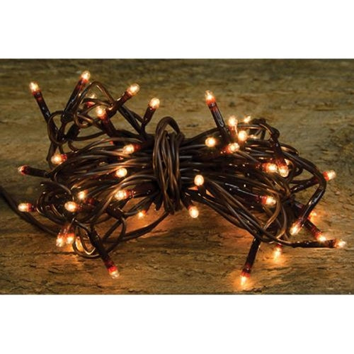 Teeny Light String Lights with a Brown Cord, 50ct