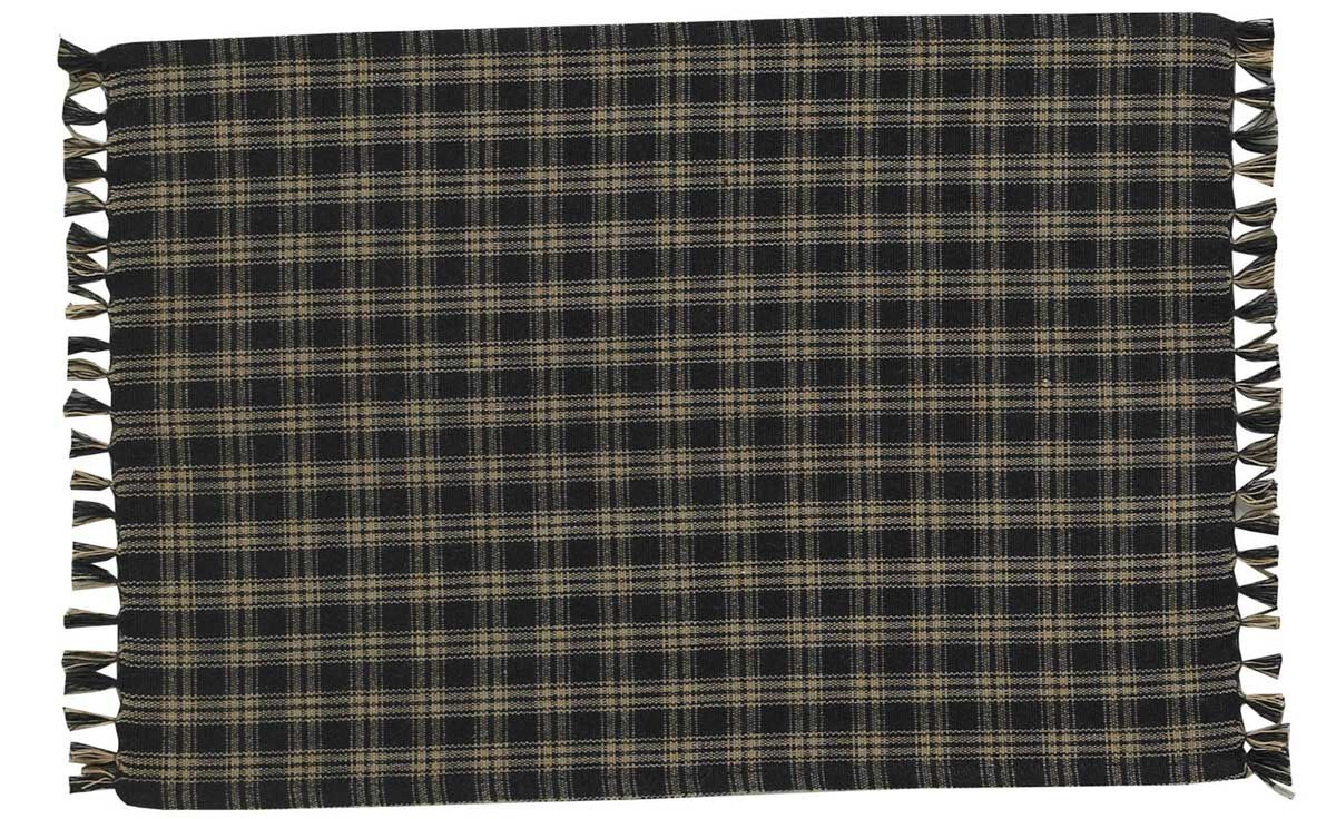 Sturbridge Black Woven Placemat with Fringe