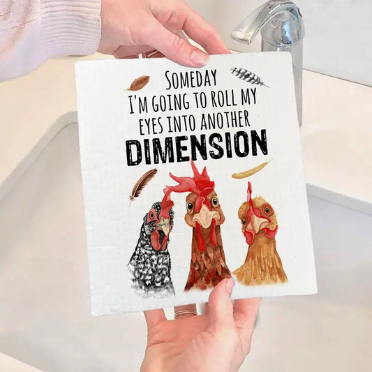Swedish Dish Cloth: Rolling My Eyes Into Another Dimension, Sassy Rooster