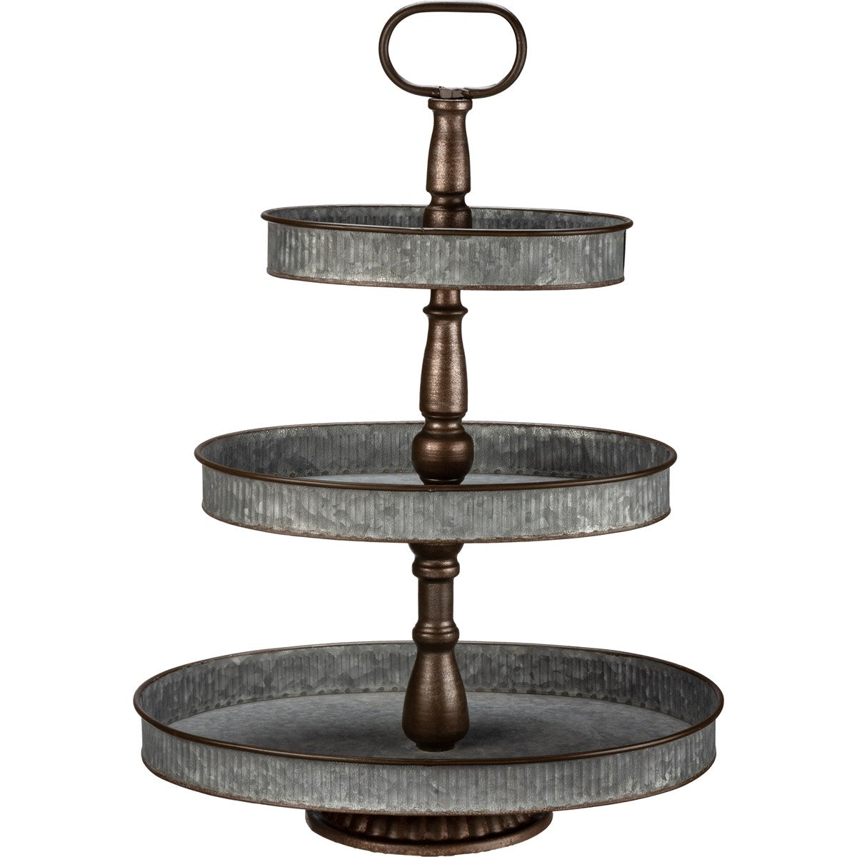 Metal Three Tiered Oval Tray