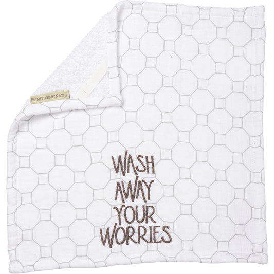 Embroidered Washcloth, Wash Your Worries Away